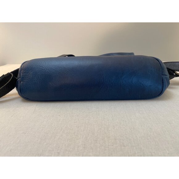 Liodu Blue Leather Backpack With Buckle Strap & Zipper Pockets - Picture 10 of 11